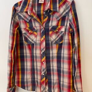 Lucky Brand Multicolor Plaid Western Shirt